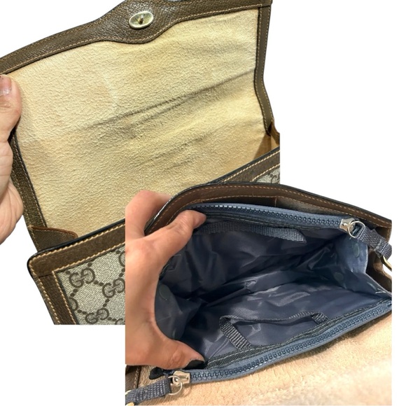 Vintage GUCCI PVC Leather Sherry Line Pouch Clutch Women’s Bag Brown Beige Used - Picture 17 of 17